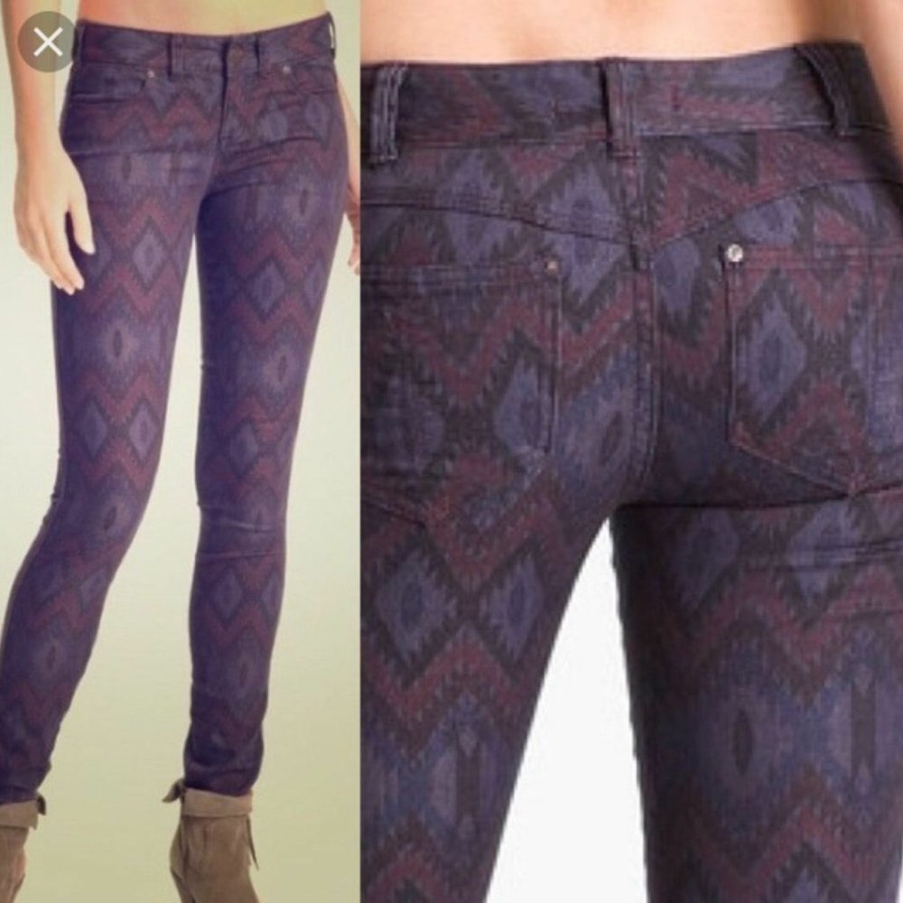 Free People Plum/Purple/Multi Ikat skinny jeans